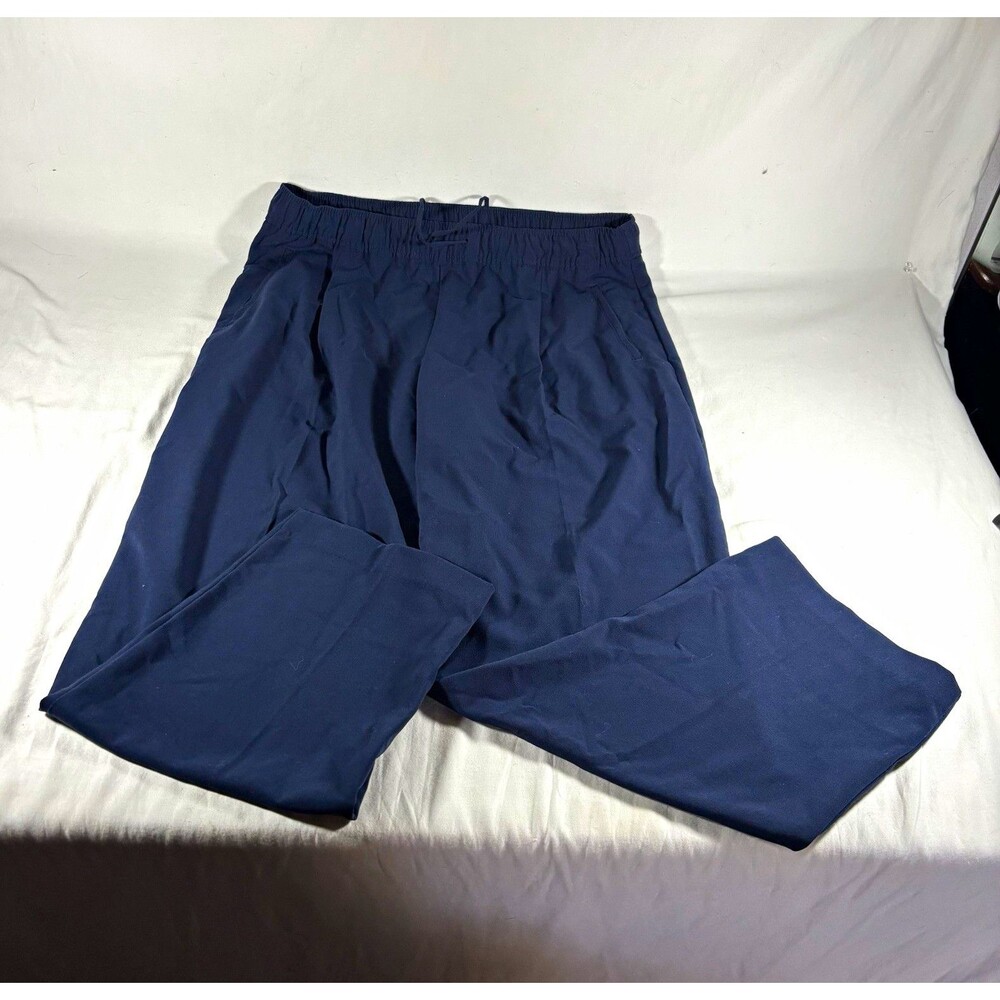 Old Navy Womens Blue Solid Pull On Straight Leg Pants Elastic Waist Pockets L